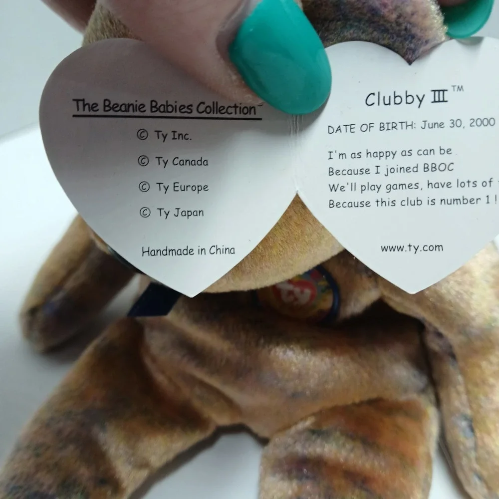 Ty Beanie Baby Clubby III Bear Collector's Club brown freckled w/blue badge 2000